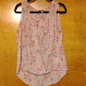 Daisy Fuentes Floral Sleeveless Blouse - Orange and Blue